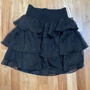 MinkPink black and gold shimmer mini skirt